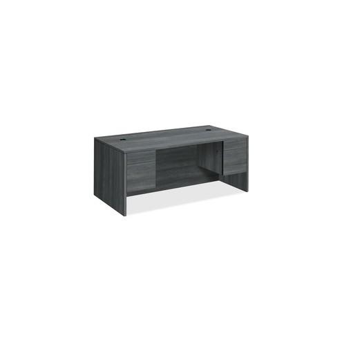HON 10500 Series Sterling Ash Laminate Desking - 72" x 36" x 29.5" - 2 x File Drawer(s), Box Drawer(s) - Double Pedestal - Material: Particleboard - Finish: Sterling Ash Laminate