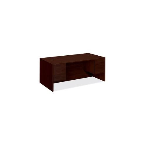 HON 10500 Series Double Pedestal Desk - 4-Drawer - 72" x 36" x 29.5" - 4 x Box Drawer(s), File Drawer(s) - Double Pedestal - Square Edge - Material: Wood - Finish: Laminate, Mahogany