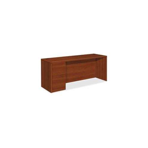 HON 10700 Series Left Credenza, 72"W - 2-Drawer - 72" x 24" x 29.5" x 1.1" - 2 x File Drawer(s) - Single Pedestal on Left Side - Waterfall Edge - Material: Wood - Finish: Cognac, Laminate