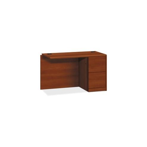 HON 10700 Series Cognac Laminate Desking - 42" x 24" x 29.5" - File Drawer(s)Right Side - Waterfall Edge - Finish: Cognac Surface, Laminate Surface
