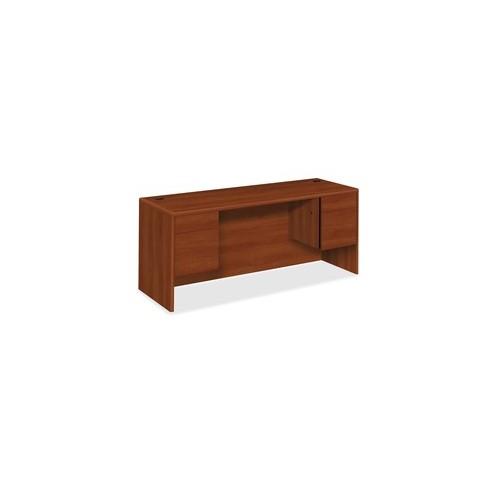 HON 10700 Series Double Credenza, 72"W - 4-Drawer - 72" x 24" x 29.5" - 4 x Box Drawer(s), File Drawer(s) - Double Pedestal - Waterfall Edge - Material: Wood - Finish: Cognac, Laminate