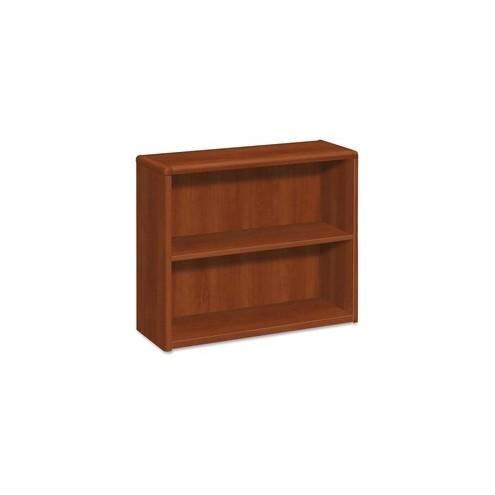 HON 10700 Series 2-Shelf Bookcase - 36" x 13.1" x 29.5" - 2 Shelve(s) - Waterfall Edge - Material: Hardwood - Finish: Cognac, High Pressure Laminate (HPL) Top