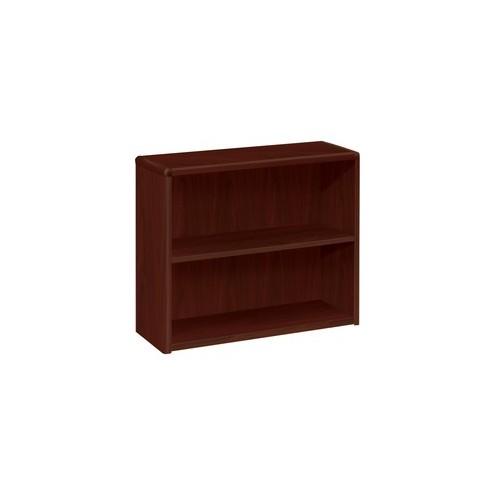 HON 10700 Series 2-Shelf Bookcase - 36" x 13.1" x 29.6" - 2 x Shelf(ves) - Mahogany - Laminate - Wood, Hardwood - Recycled