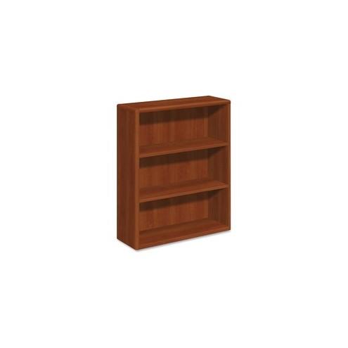 HON 10700 Series 3-Shelf Bookcase - 36" x 13.1" x 42.9" - 3 Shelve(s) - Waterfall Edge - Material: Hardwood - Finish: Cognac, High Pressure Laminate (HPL) Top