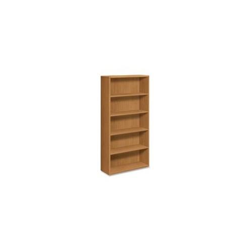HON 10755 Bookcase - 36" x 13.1" x 71" - 5 Shelve(s) - Radius Edge - Material: Wood - Finish: Harvest, Laminate