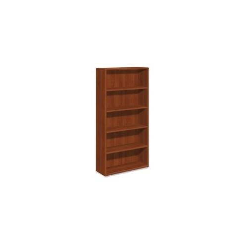 HON 10700 Series 5-Shelf Bookcase, 36"W - 36" x 13.1" x 69.2" - 5 Shelve(s) - Waterfall Edge - Material: Hardwood - Finish: Cognac, High Pressure Laminate (HPL) Top