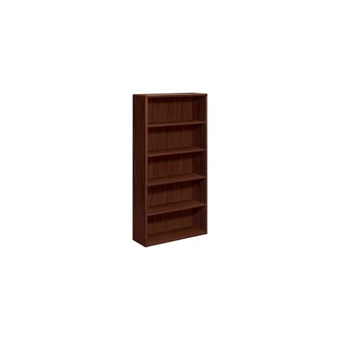 HON 10700 Series Bookcase, 5 Shelves - 36" x 13.1" x 71" - 5 x Shelf(ves) - Mahogany - Laminate - Wood, Hardwood - Recycled