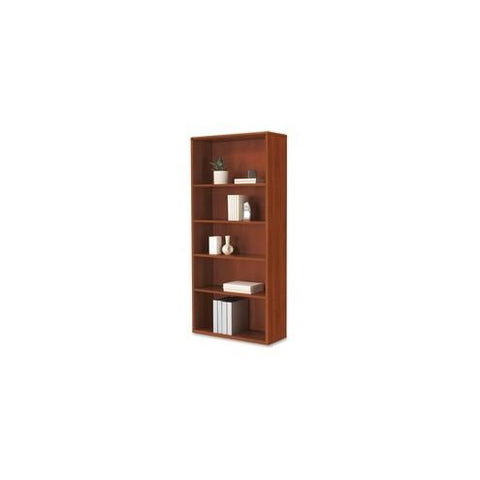 HON 10700 Series Adjustable Bookcase - 32" x 13.1" x 71" - 5 Shelve(s) - Waterfall Edge - Material: Hardwood Trim - Finish: Cognac, High Pressure Laminate (HPL) Top