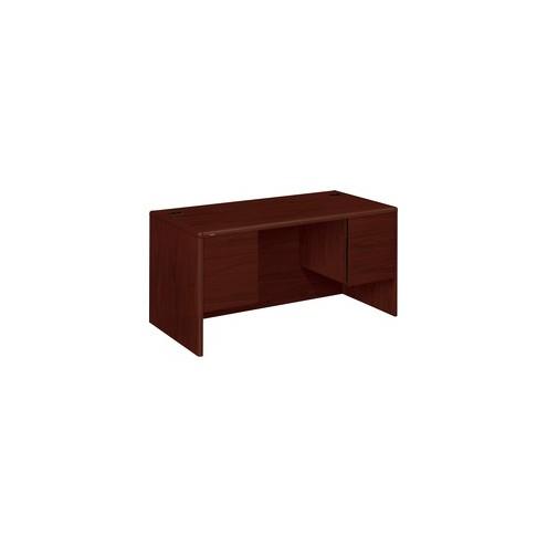HON 10700 Series Double Pedestal Desk - 4-Drawer - 60" x 30" x 29.5" - 4 - Double Pedestal - Waterfall Edge - Material: Wood - Finish: Laminate, Mahogany