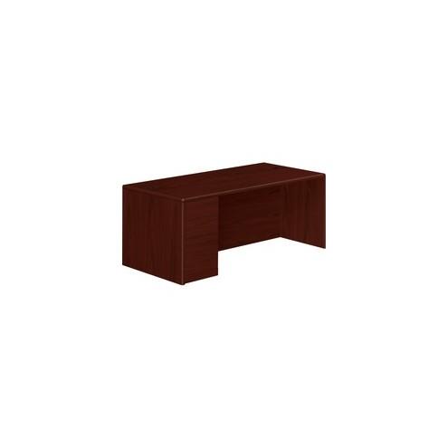 HON 10700 Series Left Pedestal Desk - 3-Drawer - 72" x 36" x 29.5" - 3 - Single Pedestal on Left Side - Waterfall Edge - Material: Wood - Finish: Laminate, Mahogany