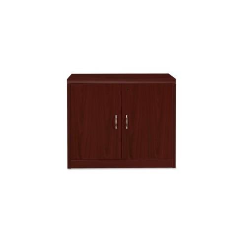 HON Valido Storage Cabinet, 36"W - 2-Drawer - 36" x 20" x 29.5" x 1.5" - 2 x File Drawer(s) - 2 Door(s) - 1 Shelve(s) - Ribbon Edge - Material: Particleboard - Finish: Laminate, Mahogany