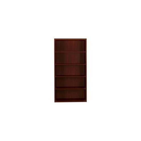 HON Valido 5-Shelf Bookcase, 36"W - 36" x 13.1" x 71" x 1.5" - 5 Shelve(s) - Ribbon Edge - Material: Particleboard - Finish: Mahogany
