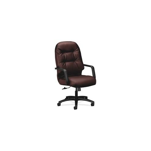 HON Pillow-Soft Executive Chair - Burgundy Leather Seat - Fiber Back - Black Frame - 5-star Base - 22" Seat Width x 21" Seat Depth - 26.3" Width x 29.8" Depth x 46.5" Height - 1 Each