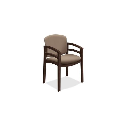 HON Invitation Guest Chair, Fixed Arms - Fabric Seat - Hardwood Frame - Four-legged Base - Morel - 20" Seat Width x 17" Seat Depth - 23.5" Width x 22" Depth x 33.1" Height - 1 Each