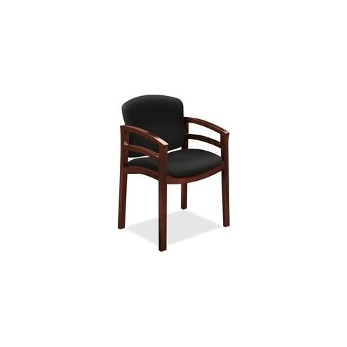 HON Invitation Guest Chair, Fixed Arms - Black Fabric Seat - Black Back - Hardwood Frame - Four-legged Base - 20" Seat Width x 17.50" Seat Depth - 23.5" Width x 18.5" Depth x 33.1" Height - 1 Each