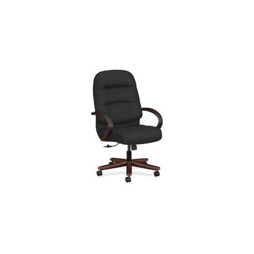HON Pillow-Soft Executive Chair - Black Seat - Black Back - Wood Frame - 5-star Base - 22" Seat Width x 21" Seat Depth - 26.3" Width x 29.8" Depth x 46.5" Height - 1 Each