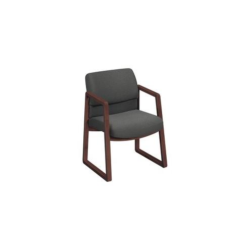 HON 2400 Series Sled Base Guest Chair - Gray Fabric Seat - Mahogany Hardwood Frame - Sled Base - Fabric - 20" Seat Width x 17.75" Seat Depth - 24" Width x 25.5" Depth x 32.5" Height - 1 Each