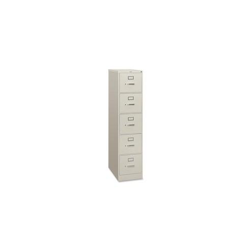 HON 310 Series 5-Drawer Vertical File - 15" x 26.5" x 60" - 5 x Drawer(s) for File - Letter - Vertical - Security Lock, Rust Resistant - Light Gray - Baked Enamel - Metal - Recycled