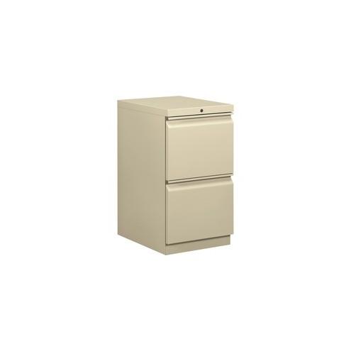 HON Brigade Mobile Pedestal, 19-7/8"D - 2-Drawer - 15" x 19.9" x 28" - 2 x Drawer(s) for File - Letter - Security Lock - Putty - Recycled