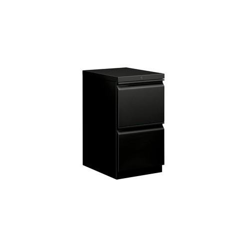 HON Brigade Mobile Pedestal, 19-7/8"D - 2-Drawer - 15" x 19.9" x 28" - 2 x Drawer(s) for File - Letter - Security Lock - Black - Recycled