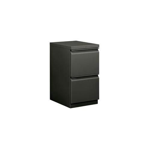 HON Brigade Mobile Pedestal, 19-7/8"D - 2-Drawer - 15" x 19.9" x 28" - 2 x Drawer(s) for File - Letter - Security Lock - Charcoal - Recycled