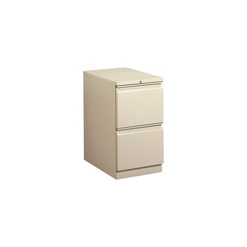 HON Brigade Mobile Pedestal, 22-7/8"D - 2-Drawer - 15" x 22.9" x 28" - 2 x Drawer(s) for File - Letter - Security Lock - Putty - Recycled