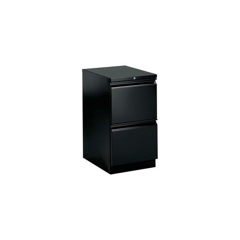 HON Brigade Mobile Pedestal, 22-7/8"D - 2-Drawer - 15" x 22.9" x 28" - 2 x Drawer(s) for File - Letter - Security Lock - Black - Recycled