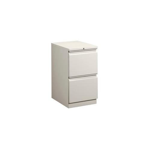 HON Brigade Mobile Pedestal, 22-7/8"D - 2-Drawer - 15" x 22.9" x 28" - 2 x Drawer(s) for File - Letter - Security Lock - Light Gray - Recycled