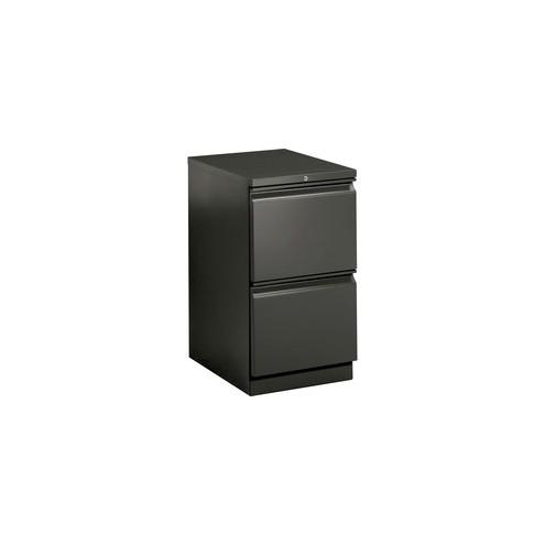 HON Brigade Mobile Pedestal, 22-7/8"D - 2-Drawer - 15" x 22.9" x 28" - 2 x Drawer(s) for File - Letter - Security Lock - Charcoal - Recycled