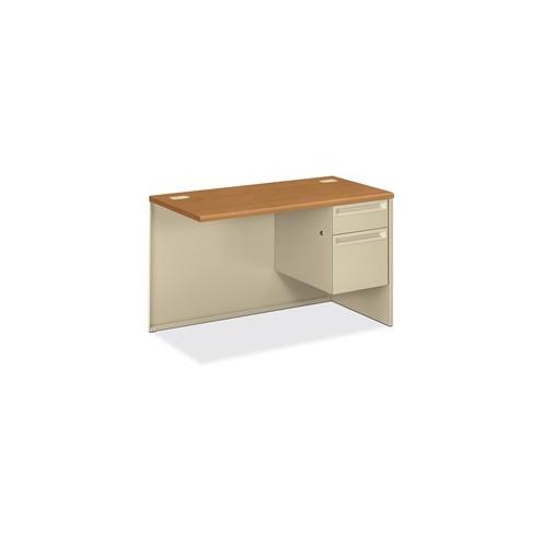 HON 38000 Series Right Return, 48"W - 2-Drawer - 48" x 24" x 29.5" - 2 x Box Drawer(s), File Drawer(s)Right Side - Radius Edge - Material: Particleboard, Steel - Finish: Harvest, Putty