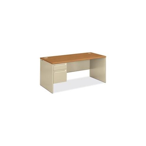 HON 38000 Series Left Pedestal Desk 66"W - 2-Drawer - 66" x 30" x 29.5" - 2 x Box Drawer(s), File Drawer(s)Left Side - Radius Edge - Material: Particleboard, Steel - Finish: Harvest, Putty