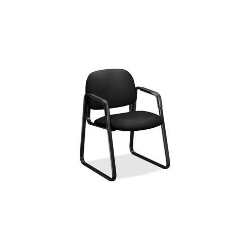 HON Solutions Seating Sled Base Chair - Black Seat - Black Back - Black Steel Frame - Sled Base - 20" Seat Width x 18" Seat Depth - 23.5" Width x 25.5" Depth x 32.5" Height - 1 Each