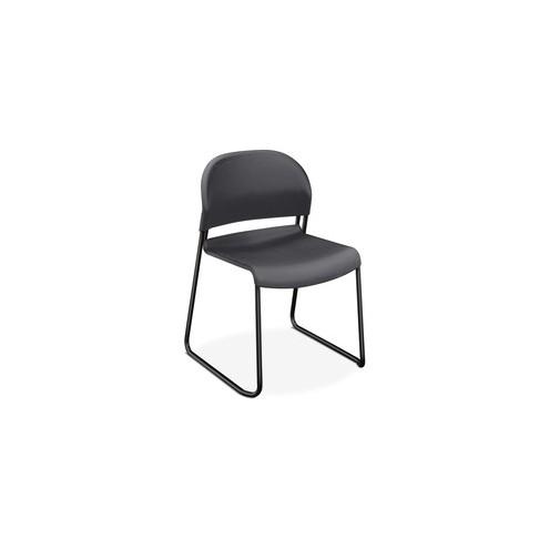 HON GuestStacker Stacking Chairs - 4/CT - Lava Plastic Seat - Black Frame - Black - 18" Seat Width x 19" Seat Depth - 21" Width x 21.5" Depth x 31" Height - 4 / Carton