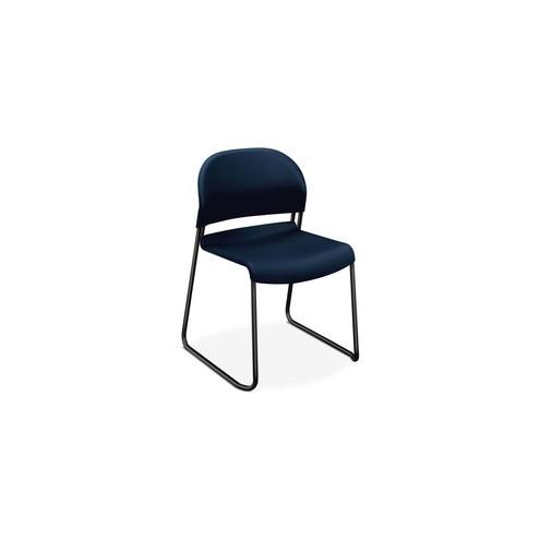 HON GuestStacker Stacking Chairs - 4/CT - Regatta Plastic Seat - Black Frame - Blue - 18" Seat Width x 19" Seat Depth - 21" Width x 21.5" Depth x 31" Height - 4 / Carton