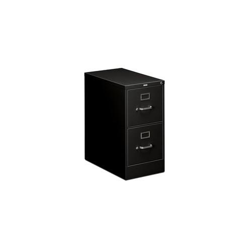 HON 510 Series 2-Drawer Vertical File - 15" x 25" x 29" - 2 x Drawer(s) for File - Letter - Vertical - Security Lock - Black - Baked Enamel - Steel - Recycled