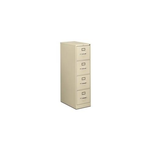 HON 510 Series 4-Drawer Vertical File - 15" x 25" x 52" - 4 x Drawer(s) for File - Letter - Vertical - Security Lock - Putty - Baked Enamel - Steel - Recycled