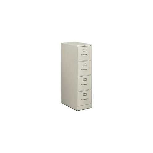 HON 510 Series 4-Drawer Vertical File - 15" x 25" x 52" - 4 x Drawer(s) for File - Letter - Vertical - Security Lock - Light Gray - Baked Enamel - Steel - Recycled