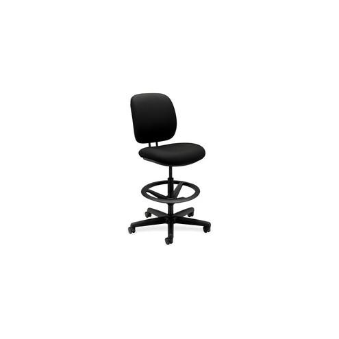 HON ComforTask Stool, Black Fabric - Black Polymer, Olefin Seat - Black Polymer, Olefin Back - 5-star Base - 20" Seat Width x 18" Seat Depth - 26.8" Width x 30" Depth x 49.8" Height - 1 Each