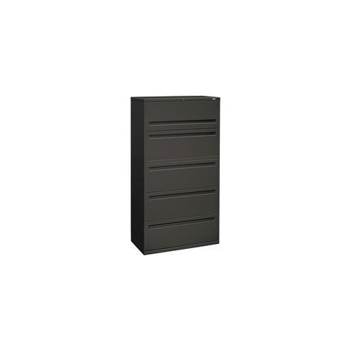 HON Brigade 700 Series 5-Drawer Lateral - 36" x 18" x 64.3" - 2 x Shelf(ves) - 5 x Drawer(s) - 1 x Door(s) - A4, Legal, Letter - Lateral - Interlocking - Charcoal - Steel - Recycled