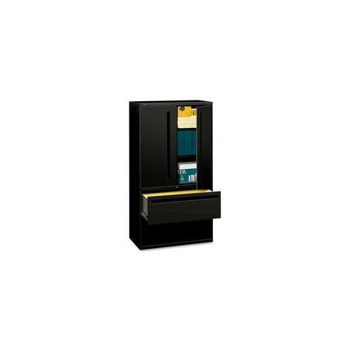 HON Brigade 700 Series Lateral File - 2-Drawer - 36" x 18" x 64.3" - 2 x Shelf(ves) - 2 x Drawer(s) - 2 x Door(s) - Legal, Letter - Lateral - Lockable - Black - Steel - Recycled