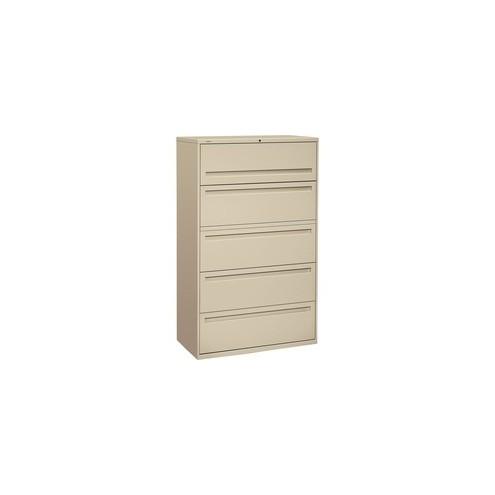 HON Brigade 700 Series 5-Drawer Lateral - 42" x 18" x 64.3" - 2 x Shelf(ves) - 5 x Drawer(s) - A4, Legal, Letter - Lateral - Interlocking - Putty - Steel - Recycled