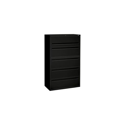 HON Brigade 700 Series 5-Drawer Lateral - 42" x 18" x 64.3" - 2 x Shelf(ves) - 5 x Drawer(s) - A4, Legal, Letter - Lateral - Interlocking - Black - Metal - Recycled