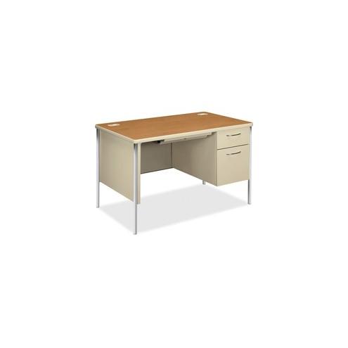 HON Mentor Right Pedestal Desk, 48"W - Laminated Top - 2 Drawers - 1 Pedestals - 48" Table Top Width x 30" Table Top Depth x 1.13" Table Top Thickness - 29.50" Height - Assembly Required - Harvest