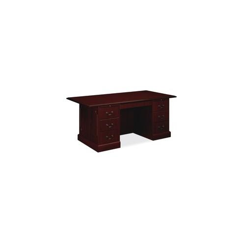 HON 94000 Series Double Pedestal Desk - Laminated Rectangle Top - 4 Drawers - 36" Table Top Length x 72" Table Top Width x 1.13" Table Top Thickness - 29.50" Height - Mahogany