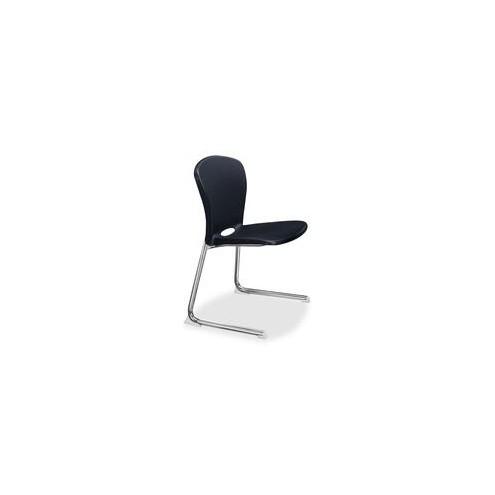 HON Student Stack Chair - Polyethylene Seat - Chrome Frame - Navy Blue - 18" Width x 17.3" Depth x 26.6" Height - 4 / Carton