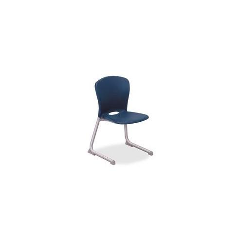 HON Student Stack Chair - Polyethylene Seat - Titanium Frame - Navy Blue - 18" Width x 17.3" Depth x 26.6" Height - 4 / Carton