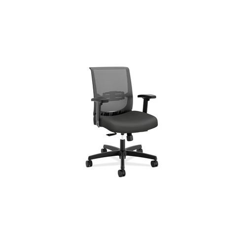 HON Convergence Synchro Tilt Task Chair - Iron Ore Fabric Seat - Black Back - 5-star Base - 20" Seat Width x 19" Seat Depth - 27.8" Width x 27.5" Depth x 42" Height - 1 Each