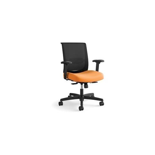 HON Convergence Synchro Tilt Task Chair - Apricot Fabric Seat - Black Back - 5-star Base - 20" Seat Width x 19" Seat Depth - 27.8" Width x 27.5" Depth x 42" Height - 1 Each