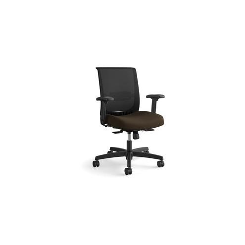 HON Convergence Synchro Tilt Task Chair - Espresso Fabric Seat - Black Back - 5-star Base - 20" Seat Width x 19" Seat Depth - 27.8" Width x 27.5" Depth x 42" Height - 1 Each