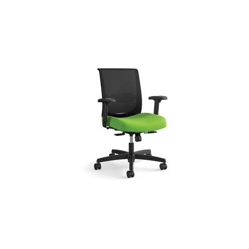 HON Convergence Synchro Tilt Task Chair - Pear Fabric Seat - Black Back - 5-star Base - 20" Seat Width x 19" Seat Depth - 27.8" Width x 27.5" Depth x 42" Height - 1 Each